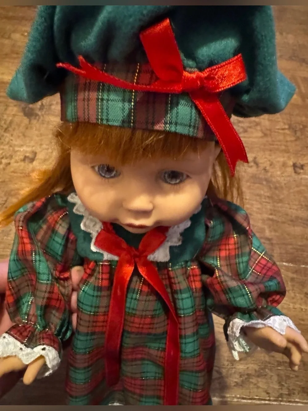 Vintage Playmates Baby So Beautiful Christmas Doll red hair, blue eyes gorgeous!